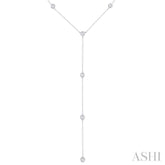1/2 ctw Bezel Set Round Cut Diamond Y-Shape Lariat Station Necklace in 14K White Gold